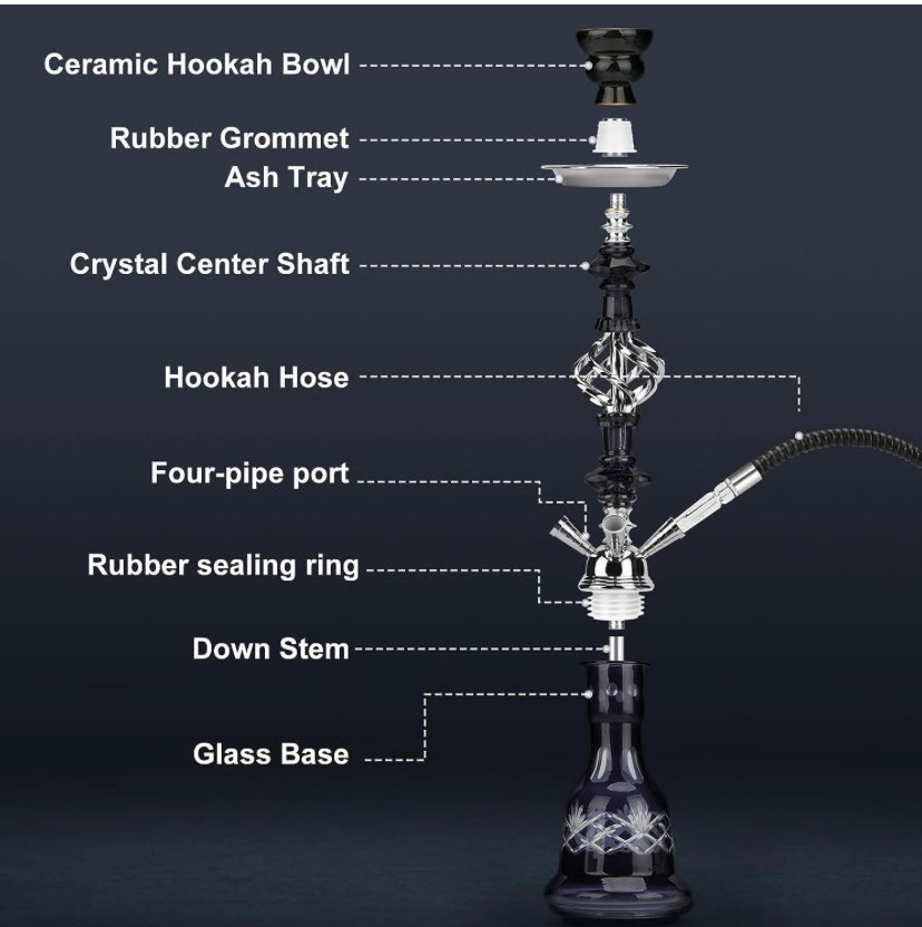 Four Hose Hookah Set Black